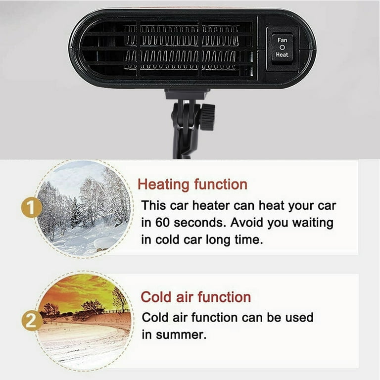 Hotbest 2022 Newest Car Heater Portable Fan,Fast Heating Quickly Defrost Defogger, Car Heater 12V Anti-Fog Heater Windshield Defogger, Black