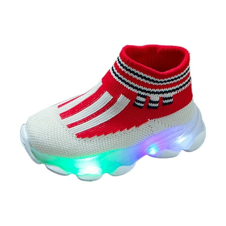 

Durtebeua Toddler Girl Sneakers Sneakers for Girls Boys Toddler Shoes Children Sports Shoes with Lights Breathable Lightweight Casual Lighting Z06-Red F