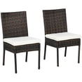 thumbnail image 1 of Set of 2 Brown PE Rattan Outdoor Dining Chairs with Cushions, High Back Wicker Patio Chairs with Metal Frame for Garden, Balcony, Lawn and Poolside, 34.6" H, 17.3" W, 1 of 7