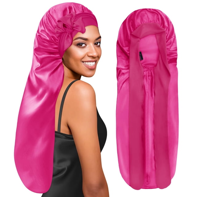 Gorro trenzado BONNET QUEEN Silk para trenzas, color rosa intenso