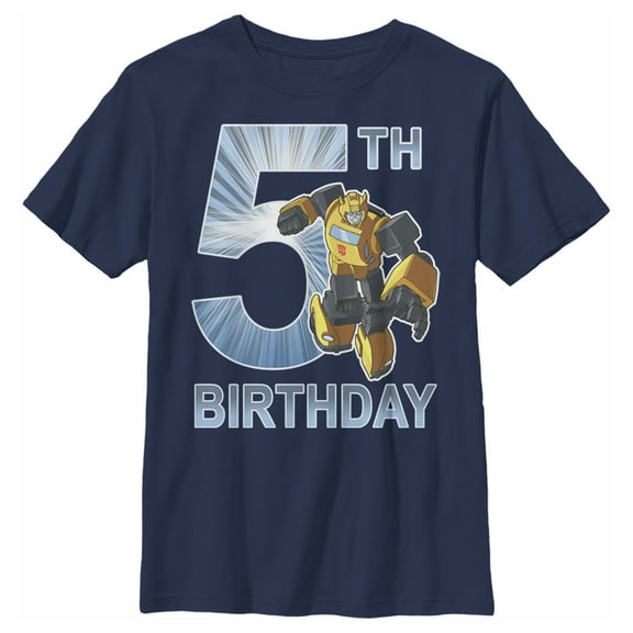 Boy's Transformers Bumblebee 5th Birthday Graphic Tee Navy Blue X Small