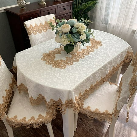 

ASWMXR Oval Table Cloth Embroidered Fold Tea Table Europe Dining Table Cover Tablecloth Table Splicing Lace Art Dust Cover Chair Cover