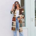 thumbnail image 6 of Women's Robes Zipper Lightweight 3/4 Length Sleeve Womens Bathrobe Zip Up Front Knee Length Plaid Trendy Bathrobe Nightgown with Pockets Yellow L, 6 of 8