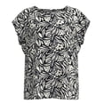 thumbnail image 1 of Blusa George para Mujer con Cuello Redondo, Manga Corta con Cortes, Flores Negro Talla EG, 1 of 4