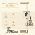 thumbnail image 4 of PawHut Cat Tree Pet Wall-mounted Climbing Frame Shelf Kitten Perch Activity Center Condo Bed Scratching Post Light Brown, 4 of 10
