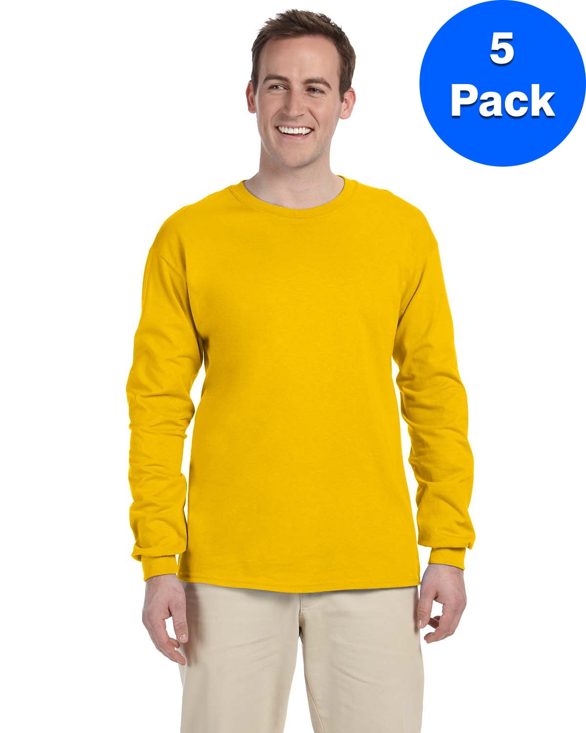 Mens 6.1 oz. Ultra Cotton Long-Sleeve T-Shirt 5 Pack - Walmart.com