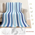 thumbnail image 5 of Geometric Stripe Blanket Soft Cozy Warm Throw Blanket for Couch, Plush Fuzzy Flannel Fleece Blankets for Sofa, Ombre Farmhouse Blue Vertical Striped Bed Blankets Lightweight Gifts for Women, 40"x60", 5 of 9