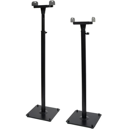 Surround Sound Stands - VideoSecu 2 Packs Surround Sound Bookshelf Floor Speaker Stands Tilt Side Clamp Heavy Duty Mounts Black BJR