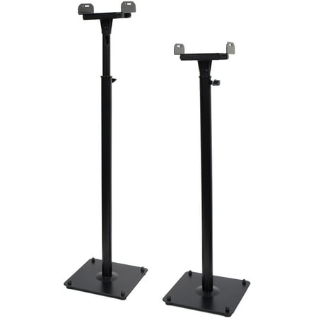 VideoSecu 2 Packs Surround Sound Bookshelf Floor Speaker Stands Tilt Side Clamp Heavy Duty Mounts Black (Best Bookshelf Speaker Stands)