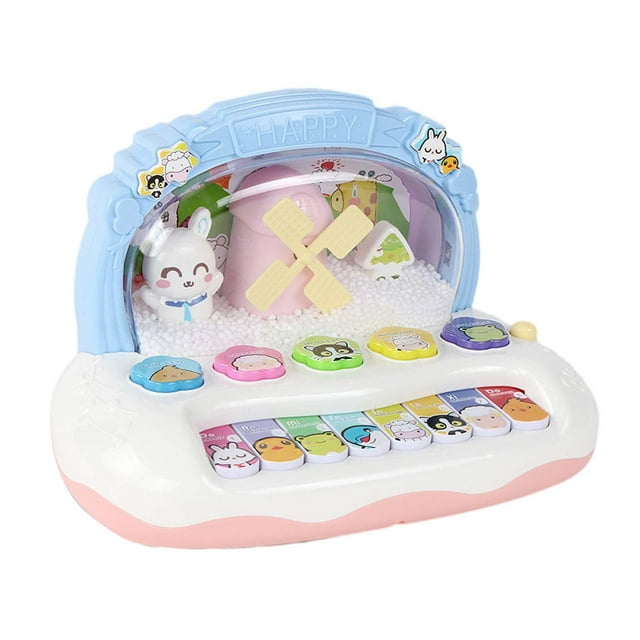 Juguete de piano para bebé, teclado de piano iluminado, juguetes infantiles, portátil para niños de 1 año, juguete musical con sonido interactivo , Azul