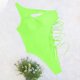 thumbnail image 3 of Trajes de baño de una pieza para mujer, traje de baño de bikini de color sólido con hombros descubiertos y sin soporte de acero para mujer, 3 of 5