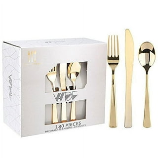 Lullaby 200pcs Gold Plastic Silverware, Gold Plastic Cutlery, Gold Utensils  Includes 100 Gold Forks, 50 Gold Spoons, 50 Gold Knives, Plastic Silverware  Sets for Parties Wedding, Birthday and Daily Use - Yahoo Shopping