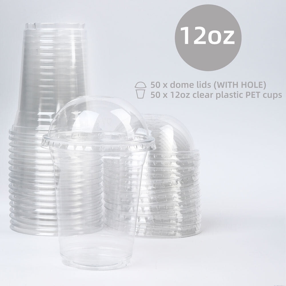 50 Pack Clear Plastic Ice Cream Cups Disposable Party Drinking Cups