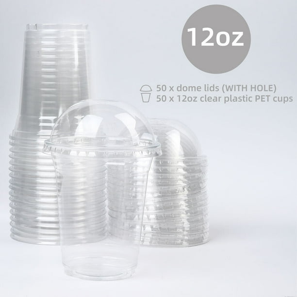 50 Pack Clear Plastic Ice Cream Cups Disposable Party Drinking Cups