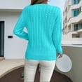 thumbnail image 4 of Holzkary Womens Lightweight Cable Knit Trendy Classic Pullover Sweaters Fall Outfits 2025 Fall Solid Round Neck Knit Long Sleeve Sweater Soft Business Casual Knit Jumper Top Sky Blue Xl, 4 of 6