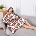 thumbnail image 5 of Oversized Wearable Blanket Hoodie,White Brown Footballs Pattern Sherpa Blanket Hoodie with Super Pockets,Super Warm Fuzzy Pullover for Women & Men, 5 of 6