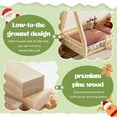 thumbnail image 4 of Twin Size Bed with Tent and LED Lights, Solid Wood House Floor Bed with Full-length Guardrails, Montessori Design for Bedroom, Apartment, Easy Assembly, Mattress Not Included, White and Pink, 4 of 9