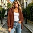 thumbnail image 6 of Resicozy Women Oversized Full Zip Hoodie Long Sleeve Sweatshirts Drawstring Pocket Loose Fall Zip Up Hooded Jacket Brown M, 6 of 8