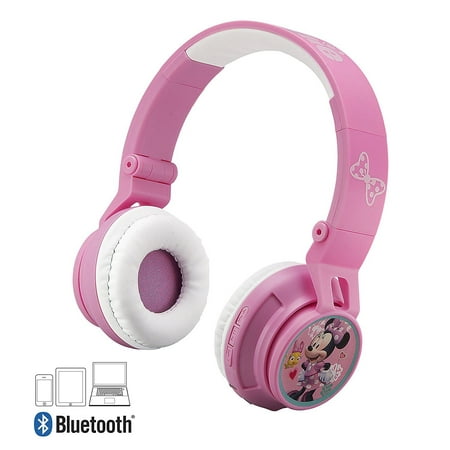 Minnie Mouse Bluetooth Headphones for Kids Wireless Rechargeable Kid Friendly Sound (Minnie