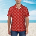 thumbnail image 2 of Haiem Red White Snowflakes Printed Hawaiian Shirt for Men - Men’s Casual Beach Summer Shirts - Stretch Fabric with Modern Fit-3X-Large, 2 of 7