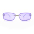 thumbnail image 5 of Womens Trendy Rimless 90s Designer Styling Narrow Rectangle Fashion Sunglasses Purple, 5 of 8