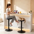 thumbnail image 2 of Black Bar Stools Set of 2, 360° Swivel Round Adjustable Counter Height Bar Stools, Industrial Backless Metal Bar Chairs for Kitchen Island with Footrest, 2 of 8