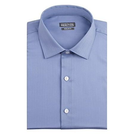 Kenneth Cole Men's Regular Fit Textured Solid Spread Collar Dress Shirt