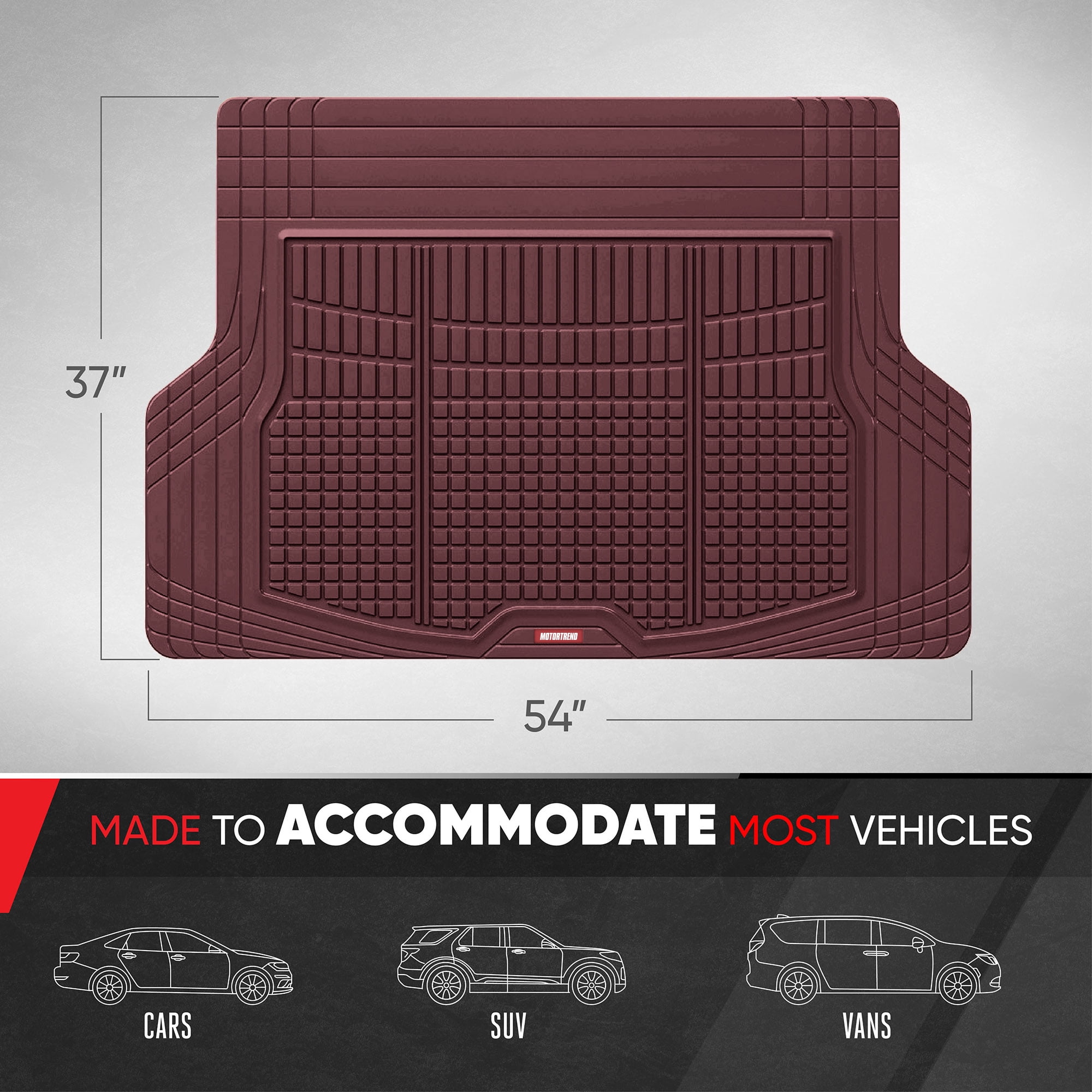 FlexTough Contour Liners Deep Dish 3 pc Rubber Floor Mats with Traction Grips Car Accessories (Burgundy)