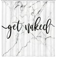 thumbnail image 3 of saxeuu Marble Fabric Shower Curtain Funny Black Art Get Naked on Chic 3D Crack Design Marble Bath Curtain, Modern Black and White Cloth Bathroom Shower Curtain Set with Hooks 72X72IN, 3 of 6