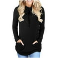 thumbnail image 2 of ATOYSOY Women's Pullover Pockets Crew Neck Sweatshirts Drawstring Outwear Loose Hoodie Tops Fashion Long Sleeve Tees Drawstring Fall Winter Casual Shirts Pockets Black L, 2 of 7