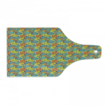 Poppy Cutting Board, Colorful Flowers Blossoming Nature Psychedelic Ornamental Pattern Flourishing Foliage, Decorative Tempered Glass Cutting and Serving Board, in 3 Sizes, by Ambesonne