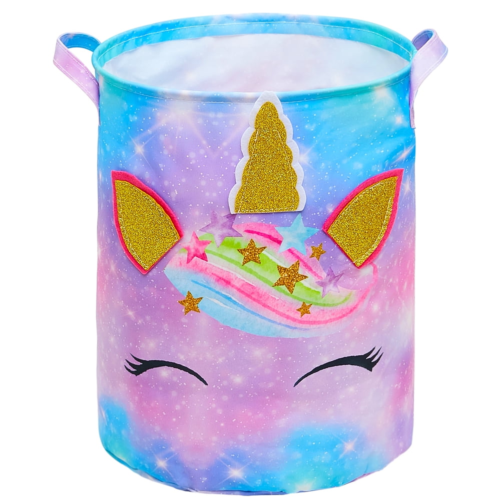 Unicorn Background with Rainbow senya Large Storage Basket Collapsible Organizer Bin Laundry Hamper for Nursery Clothes Toys 