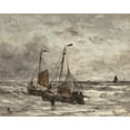 thumbnail image 3 of Hendrik Willem Mesdag 24x20 Black Modern Framed Museum Art Print Titled - Fishing Boats at Anchor on a Choppy Sea, 3 of 5