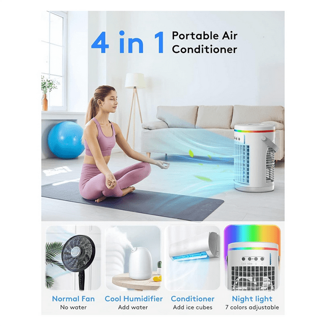 with Remote,Evaporative Mini Air Conditioner Portable AC Unit,Lights Personal Air Conditioner