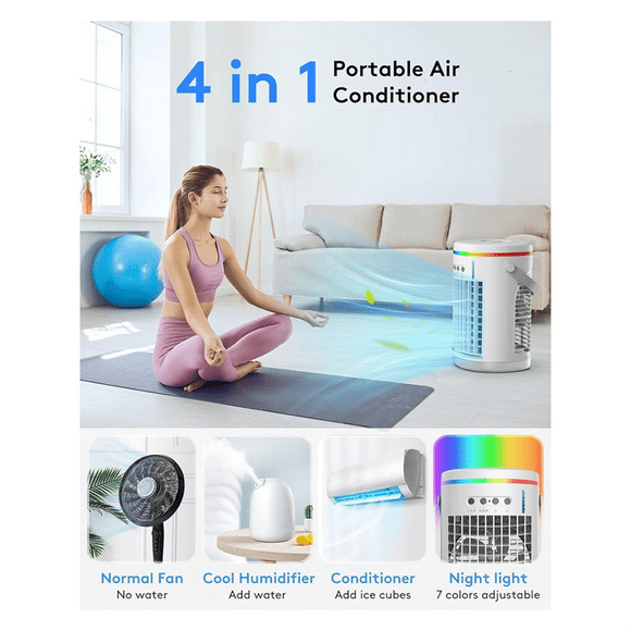 with Remote,Evaporative Mini Air Conditioner Portable AC Unit,Lights Personal Air Conditioner