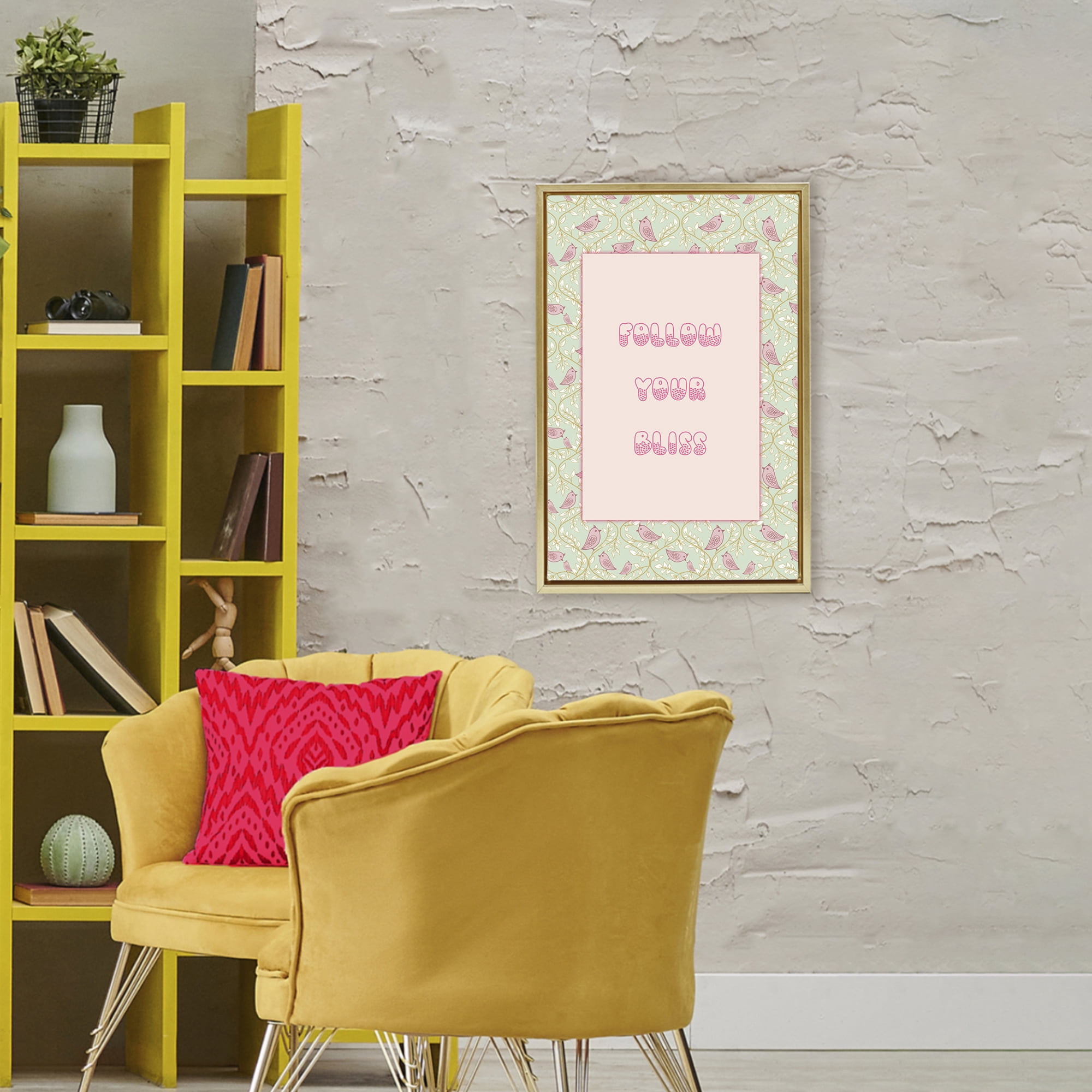 Stupell Industries Follow Your Bliss Gold Framed Floater Canvas Wall Art, design by Pooja Dave