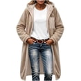 thumbnail image 6 of ITSAME Womens Plus Size Reversible Sherpa Lined Coat Winter Thermal Versatile Casual Outerwear with Pockets Khaki Size S, 6 of 9