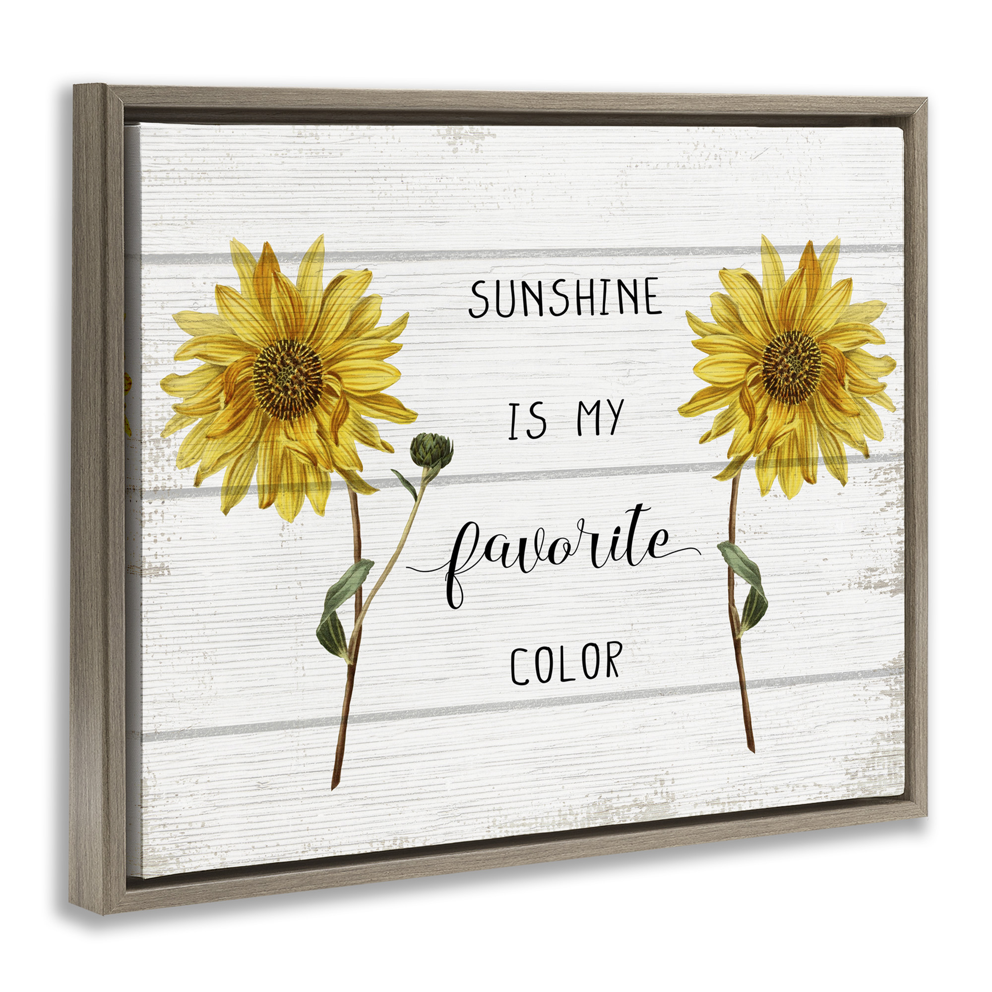 Stupell Industries Rustic Country Sunshine Phrase Typography Painting Brown Floater Framed Canvas Art Print Wall Art, 21 x 17