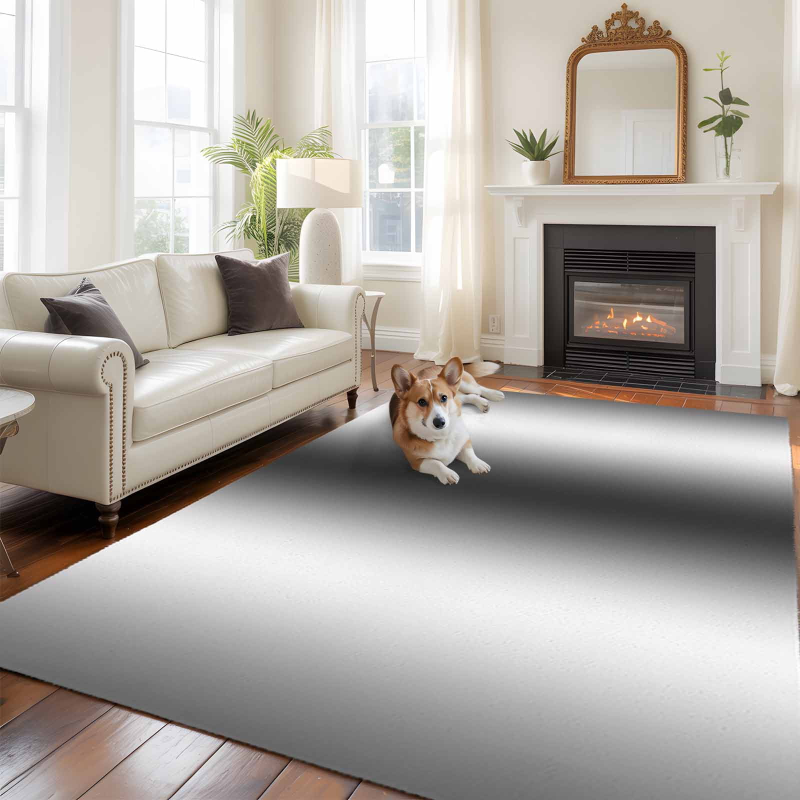 Large Area Rug 6'x9', Dark Grey White Non-slip Runner Carpet for Living Room/Bedroom/Office, Farmhouse Ombre Color Modern Simple Outdoor Indoor Rectangle Area Rugs Floor Mat for Kitchen/Dining Room