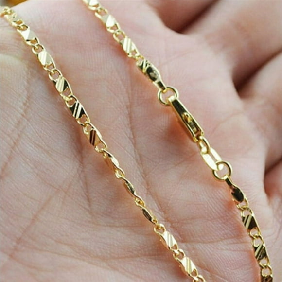 Exquisite Men Jewelry Gold Plated 2MM Stripe Chain Necklace Jewelry 16-30 Inch