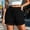*Black, variant on Binmer Women's Lace Trim Linen Blend Shorts, Elastic High Waist Drawstring Shorts with Pockets Army Green,Women's Plus L