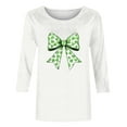 thumbnail image 4 of Mceream St Patricks Day Shirt Women - Irish Shamrock Tunic Tops Casual Holiday 3/4 Sleeve Shirt Crewneck Plus Size Tunic Blouses Dressy Casual clothes White XXXL, 4 of 5