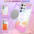 thumbnail image 5 of for Samsung Galaxy S23 Ultra 5G Case Magnetic 【Support for Magsafe】 Bling Laser Florescent Iridescent Crystal Luxury Case Camera Protector + 2* Screen Protector Shockproof Edge Cover Case, 5 of 12