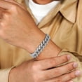 thumbnail image 4 of JeenMata Pulsera de Eslabones Cubanos de Metal Blanco para Hombre Joyería Elegante y con Estilo, 4 of 6