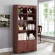 thumbnail image 5 of De altura freestanding estante con doors: 5 niveles de madera almacenamiento estantes para para exposición in dormitorio, sala de estar, oficina en casa, o hallway - walnut, 5 of 8