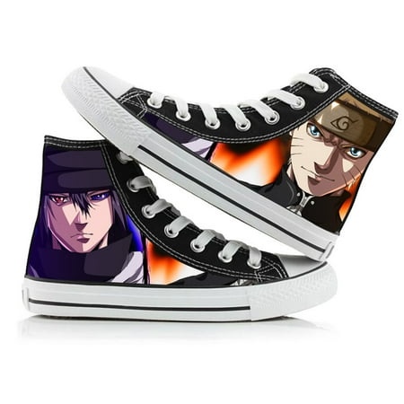 

Novelty Anime Naruto Akatsuki Canvas Shoes Cosplay Itachi Sasuke Kakashi Lace up High Top Walking Running Unisex 3D Print Shoes for Women Men Kids
