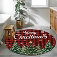 thumbnail image 3 of Red Plaid Christmas Round Area Rug 4Ft Washable Circle Rugs for Bedroom Dining Room, Xmas Tree Snowflake Checkered Winter Non-Slip Carpet Floor Mats Indoor Outdoor Carpet Runner Aesthetic Home Decor, 3 of 8