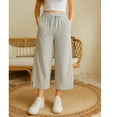 thumbnail image 2 of SOMER Linen Pants Women Wide Leg Cropped Capri Pants for Women Drawstring Waist, Breathable Loose Fit with Pockets, 2 of 7