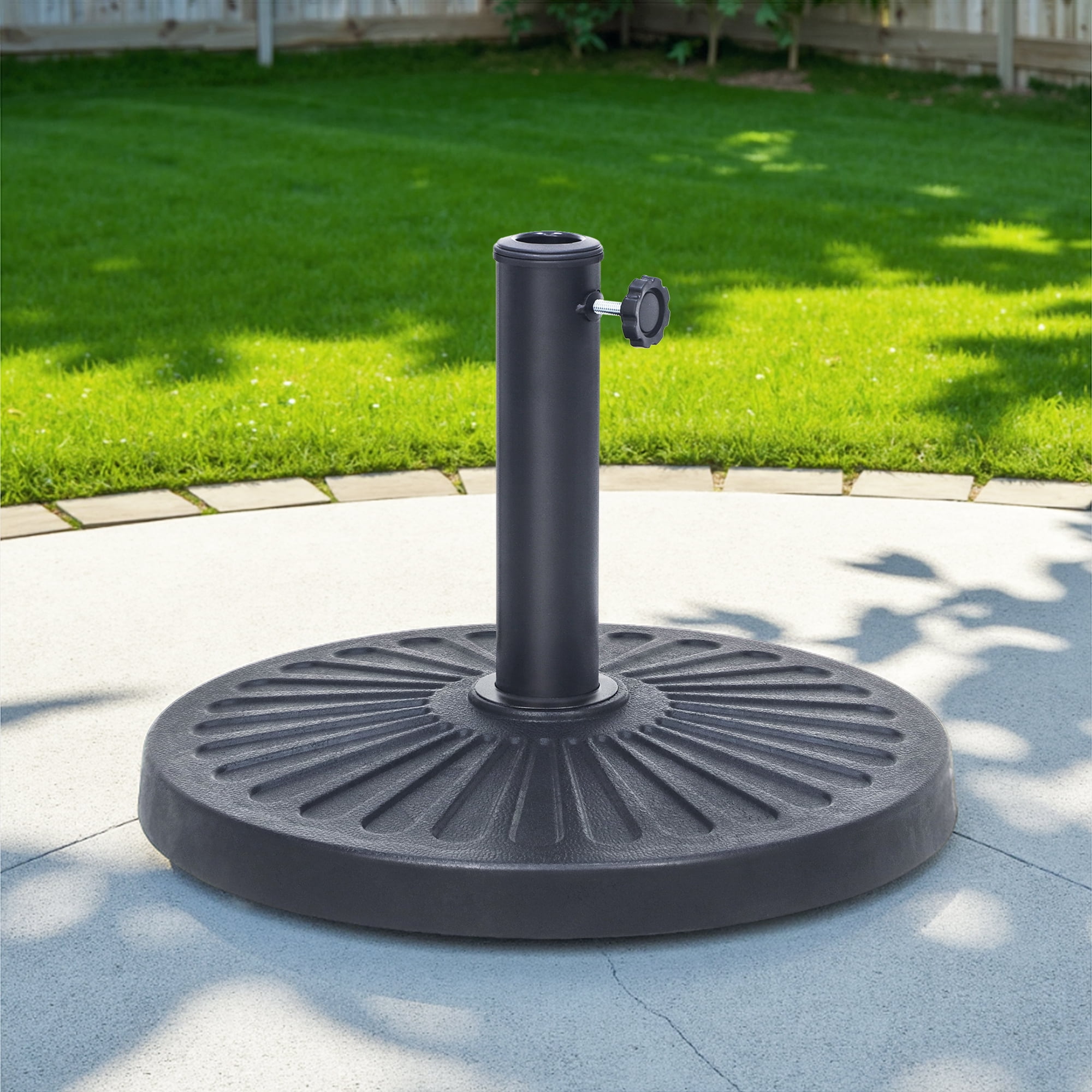 Abble 26.5 lbs Outdoor Patio Market Umbrella Base, Patio Umbrella Stand for Yard Garden Poolside in Black