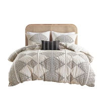 Gracie Mills Modern Geometric Print 4-Piece Microfiber Duvet Cover Set with Throw Pillow - GRACE-15616